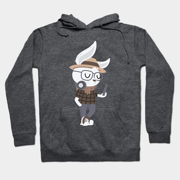 Hipster Bunny Hoodie by Brzozowska